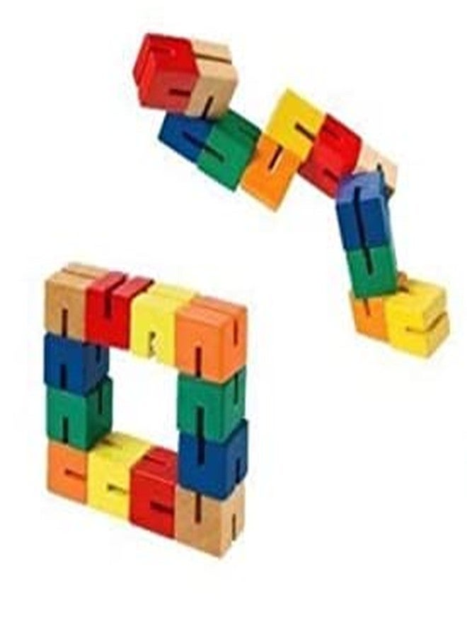 STAR MAGIC Wooden Twist Cubes Puzzle Fidget Multi Colored Flexi Puzzle Stretch, Twist, and Lock Bending Brain Teaser Fidget Sensory Toys for Kids, Stocking Stuffer and Party Favors Finger Fidget (6 Fidgets) - Image 2